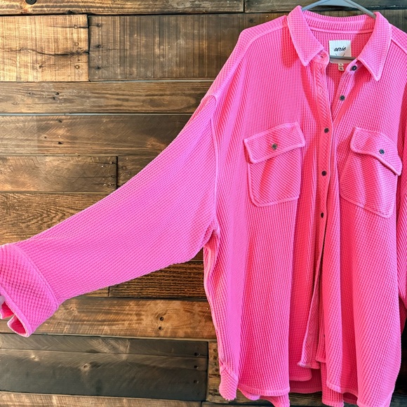 Aerie Lumberjane Waffle Knit Shirt - Picture 3 of 5